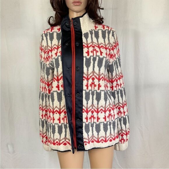 Anthropologie Sleeping On Snow Intarsia fair isle wool blend sweater cardigan S - Picture 4 of 14